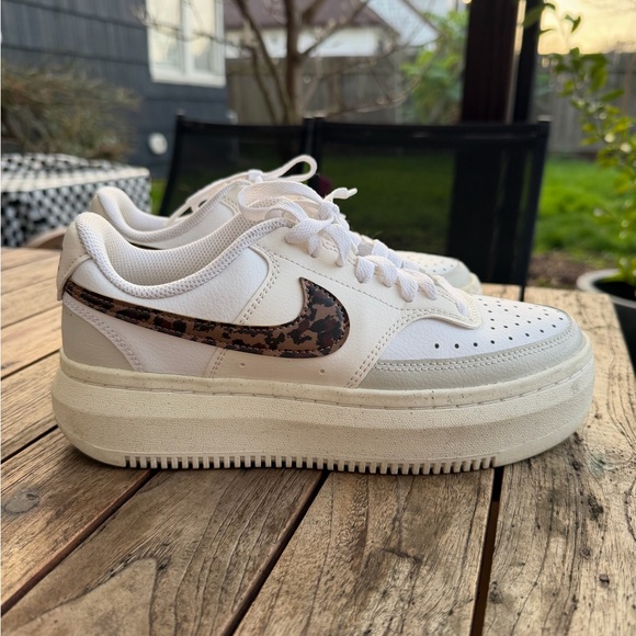 Nike Women's White and Leopard Print Sneakers - Picture 2 of 4